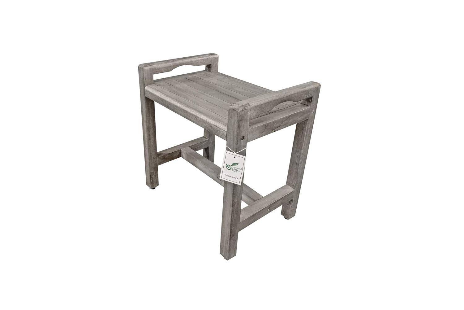 CoastalVogue 20'' W Teak Shower Bench with LiftAide