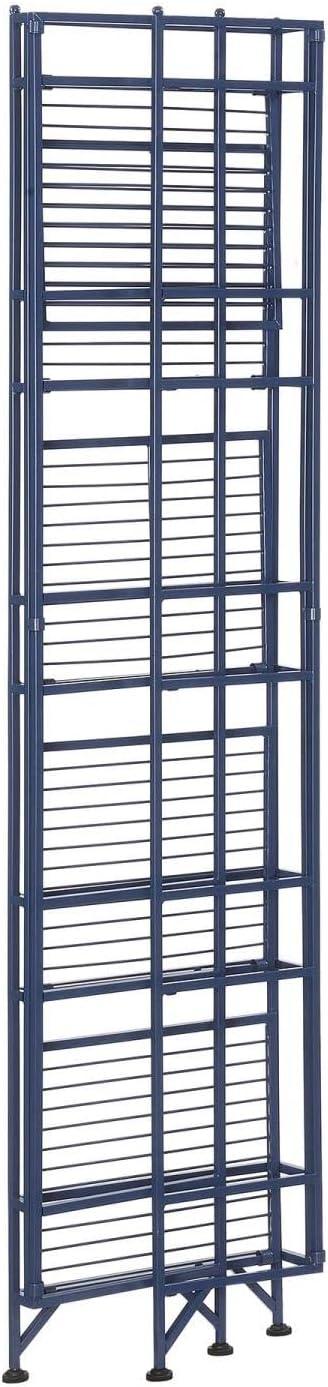 Cobalt Blue Adjustable 5-Tier Folding Metal Storage Shelf