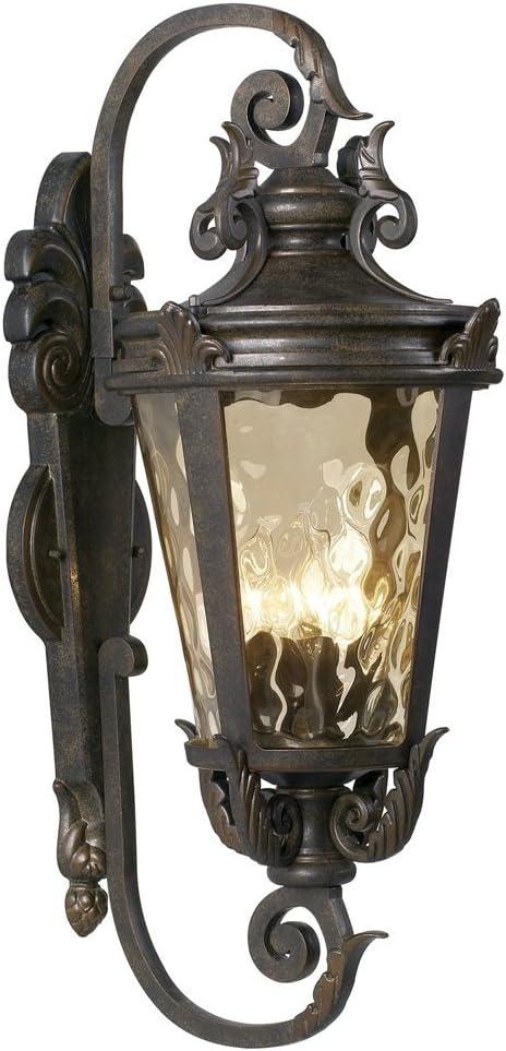 John Timberland Casa Marseille Vintage Rustic Outdoor Wall Light Fixture Bronze Scroll 27 1/2" Hammered Glass for Post Exterior Barn Deck House Porch