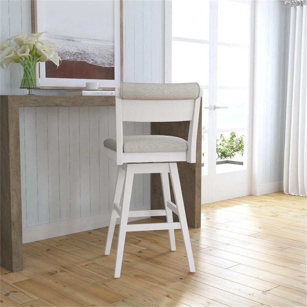 Clarion Wood and Upholstered Bar Height Swivel Stool Sea White - Hillsdale Furniture