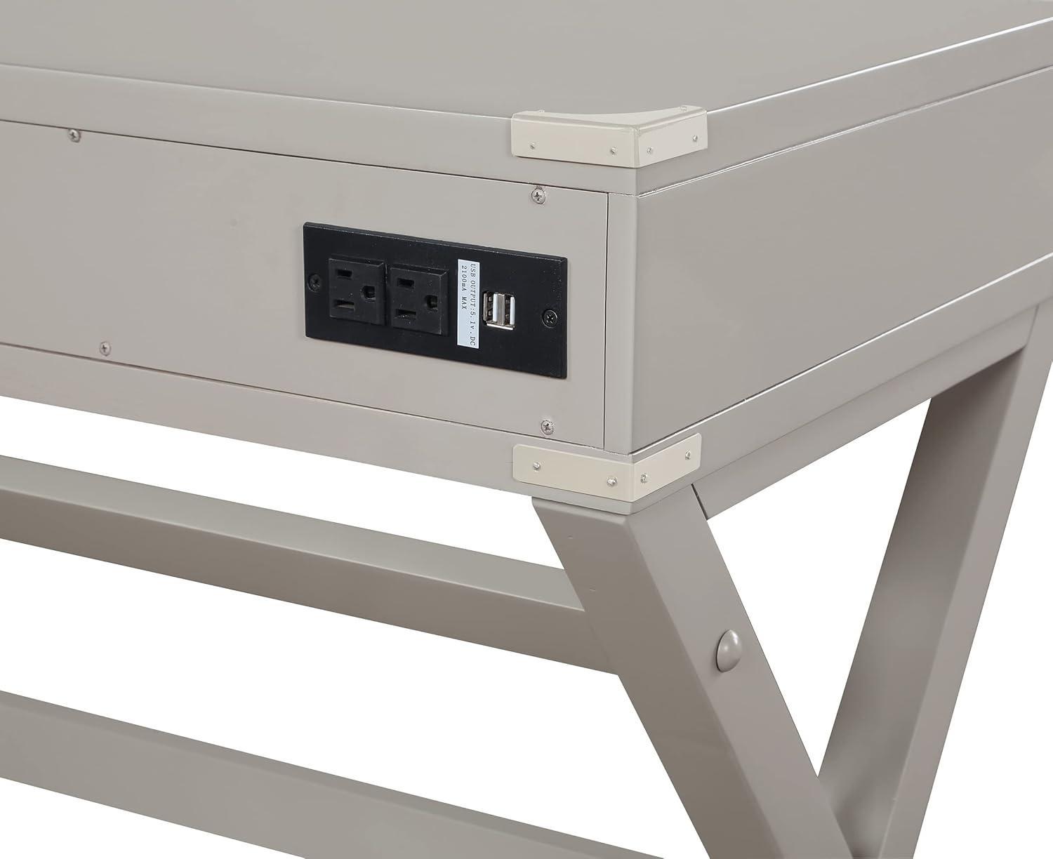 Wellington 46" Engineered Wood Desk with Power in Gray Finish