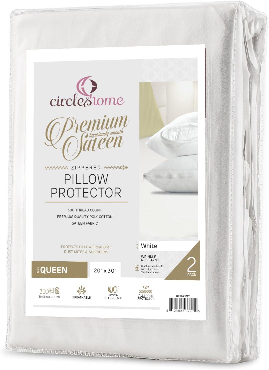 Circles Home White Zippered Pillow Protector - Queen
