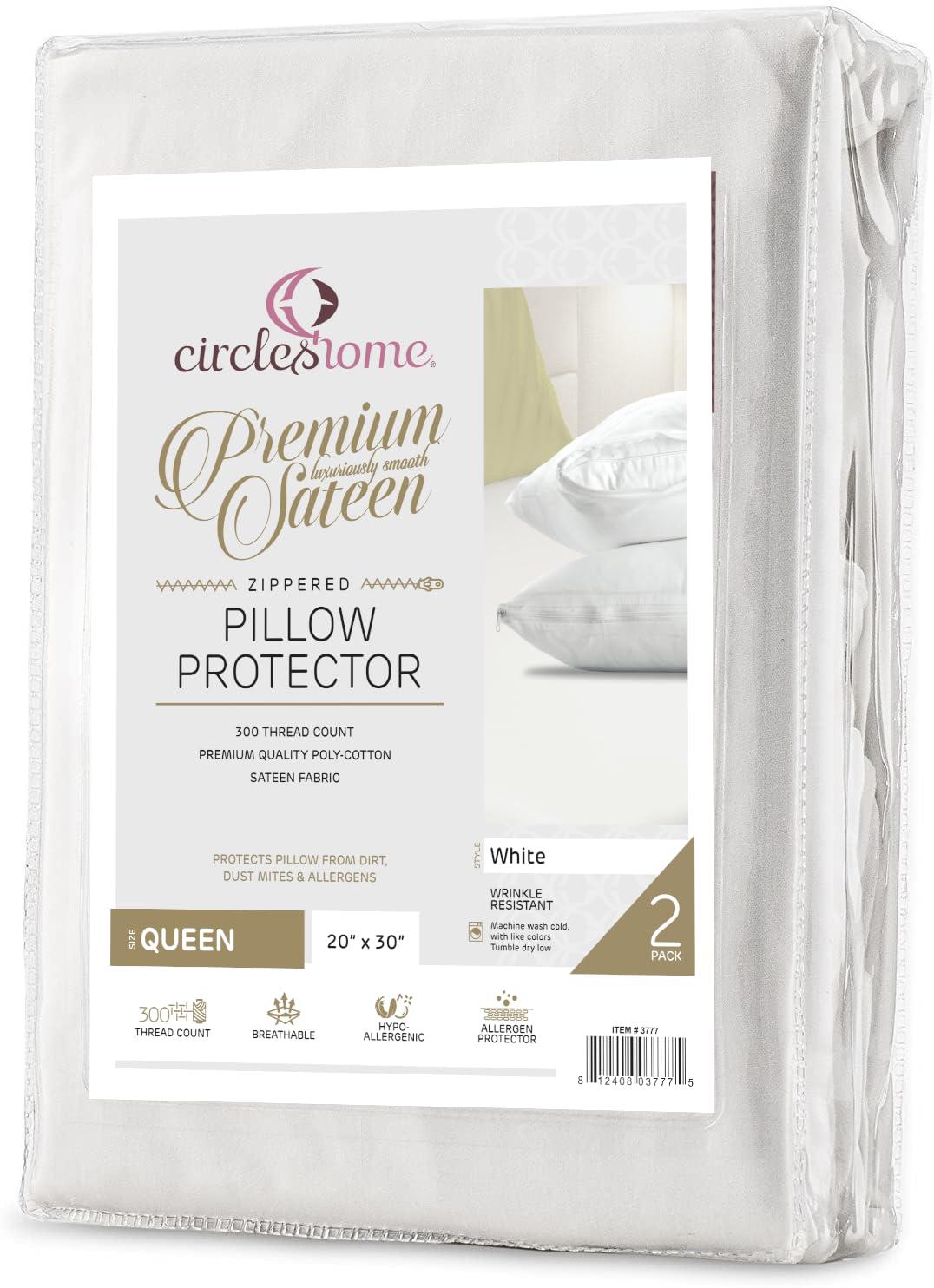 Circles Home White Zippered Pillow Protector - Queen