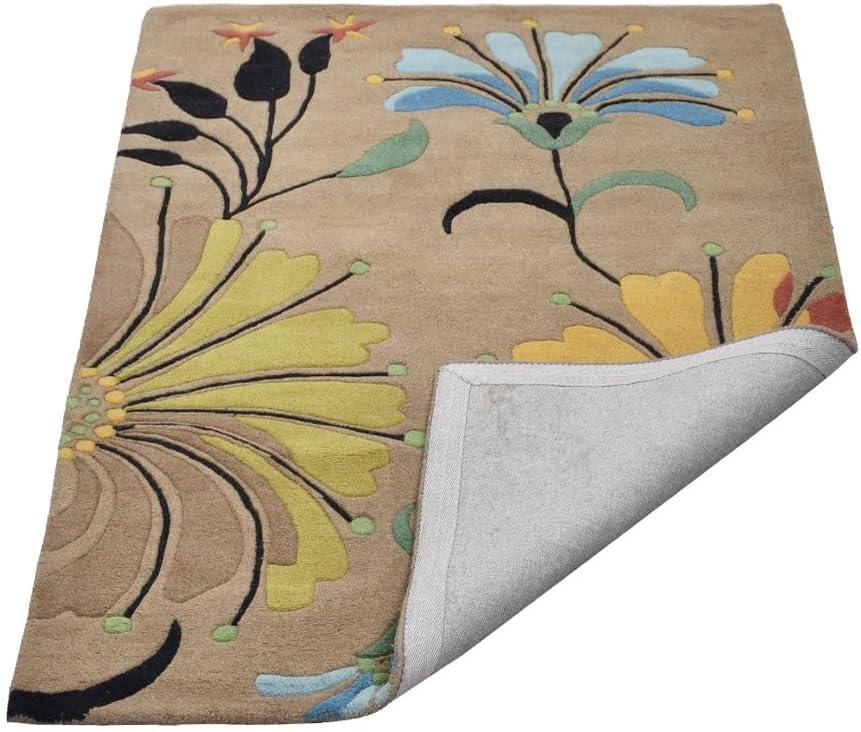 Rugsotic Carpets Hand Tufted Wool Eco-Friendly Area Rugs - 5'x8', Rectangle, Camel, Modern Contemporary Design, High Pile Handmade Anti Skid Rugs for Living Room, Bed Room (K00219)