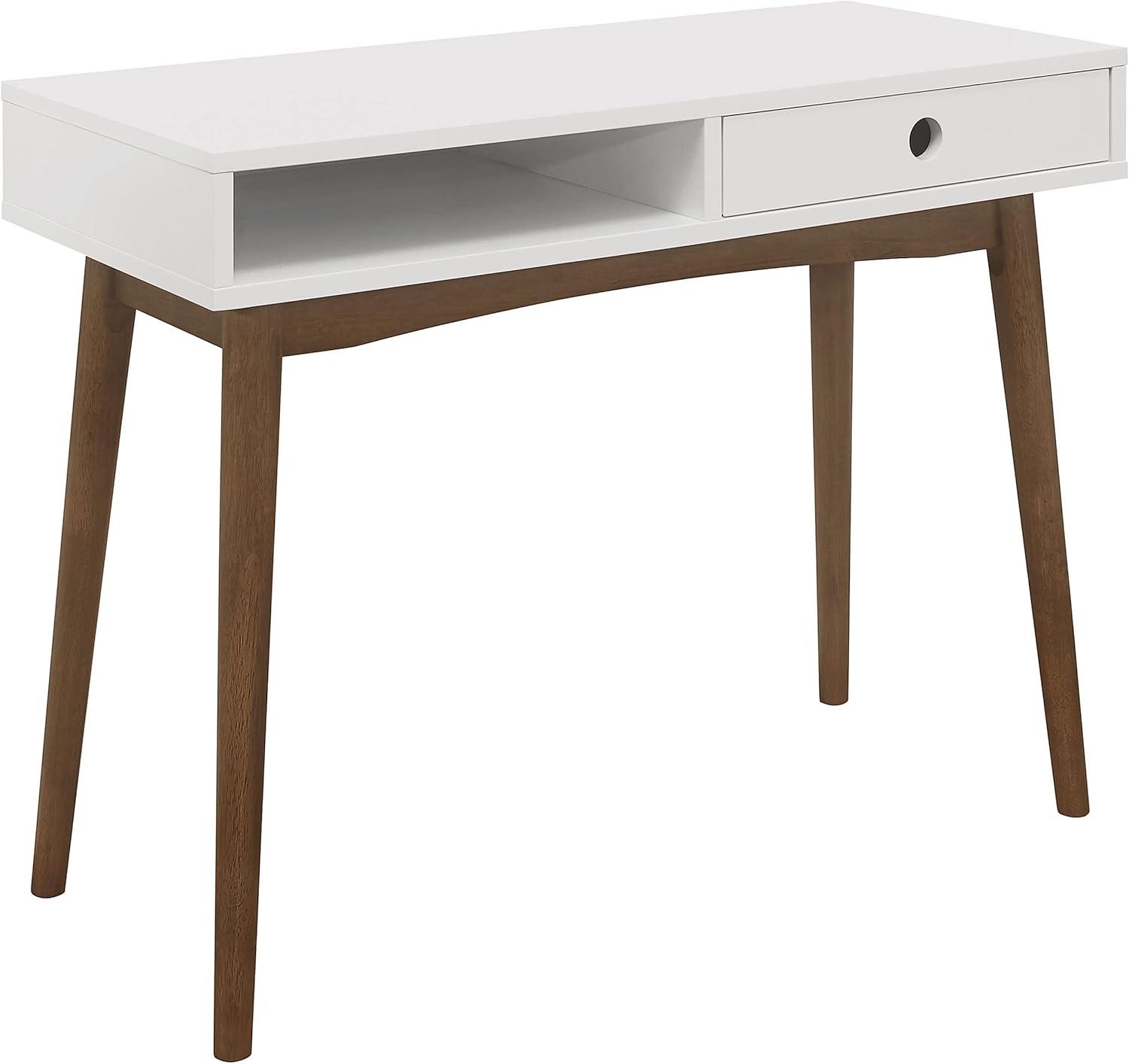 Bradenton White and Walnut 1-Drawer Writing Desk