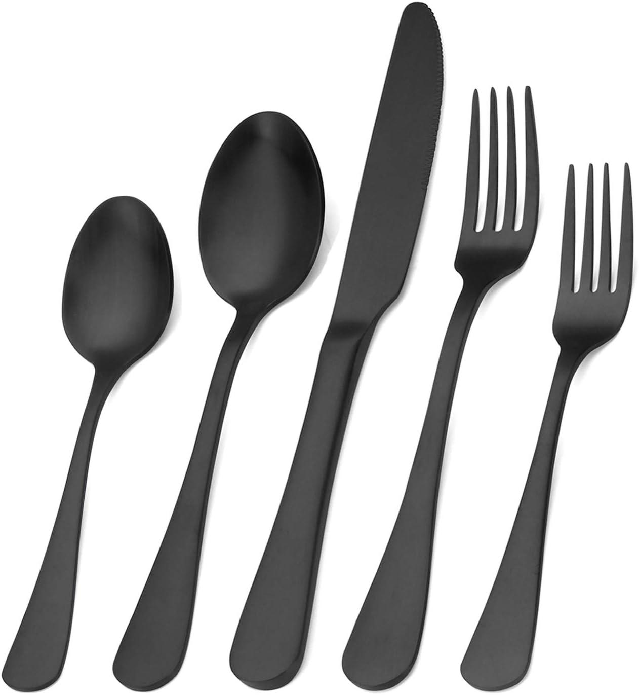 Matte Black 20-Piece Stainless Steel Flatware Set