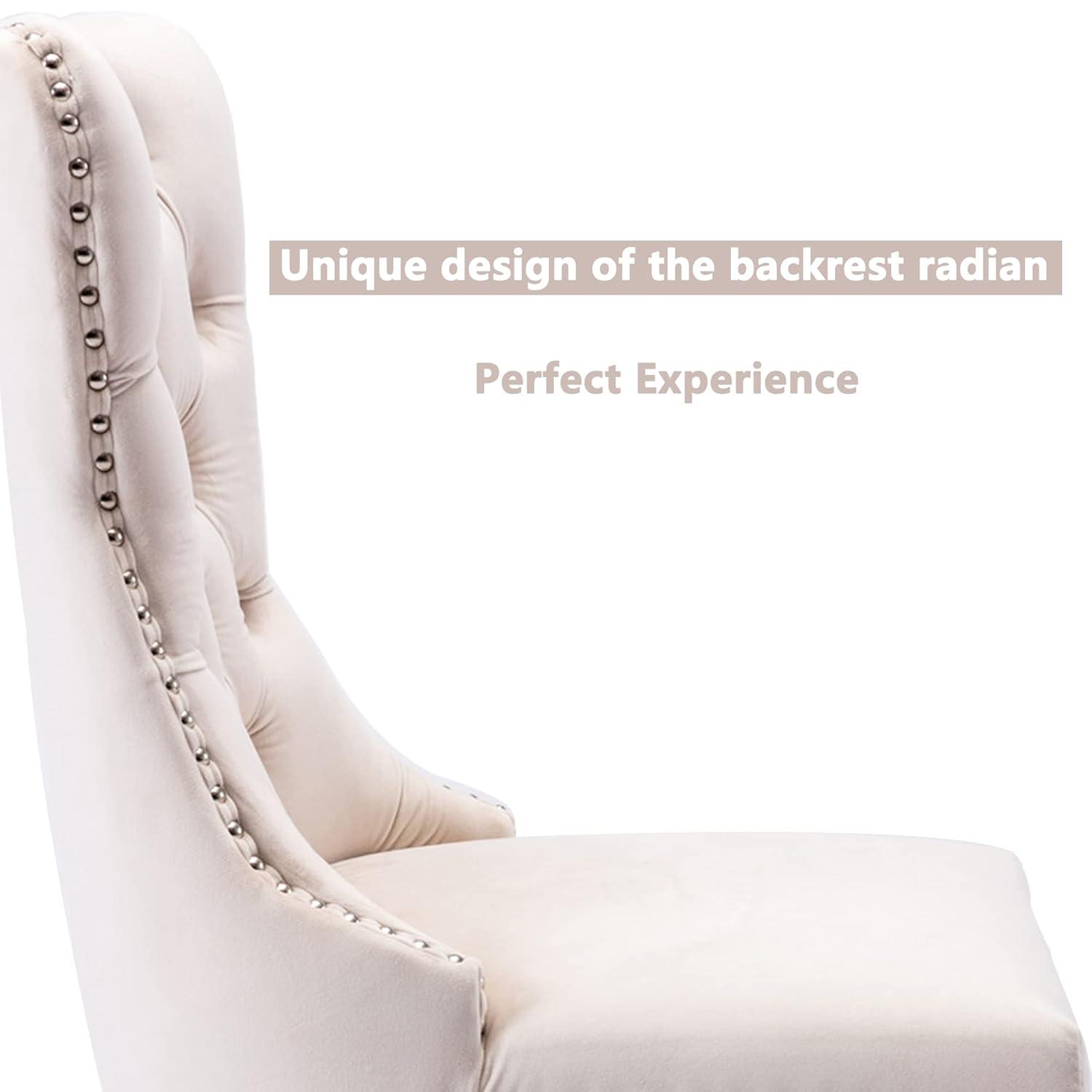 Velvet Upholstered Wing Back Dining Chair (Set of 6)