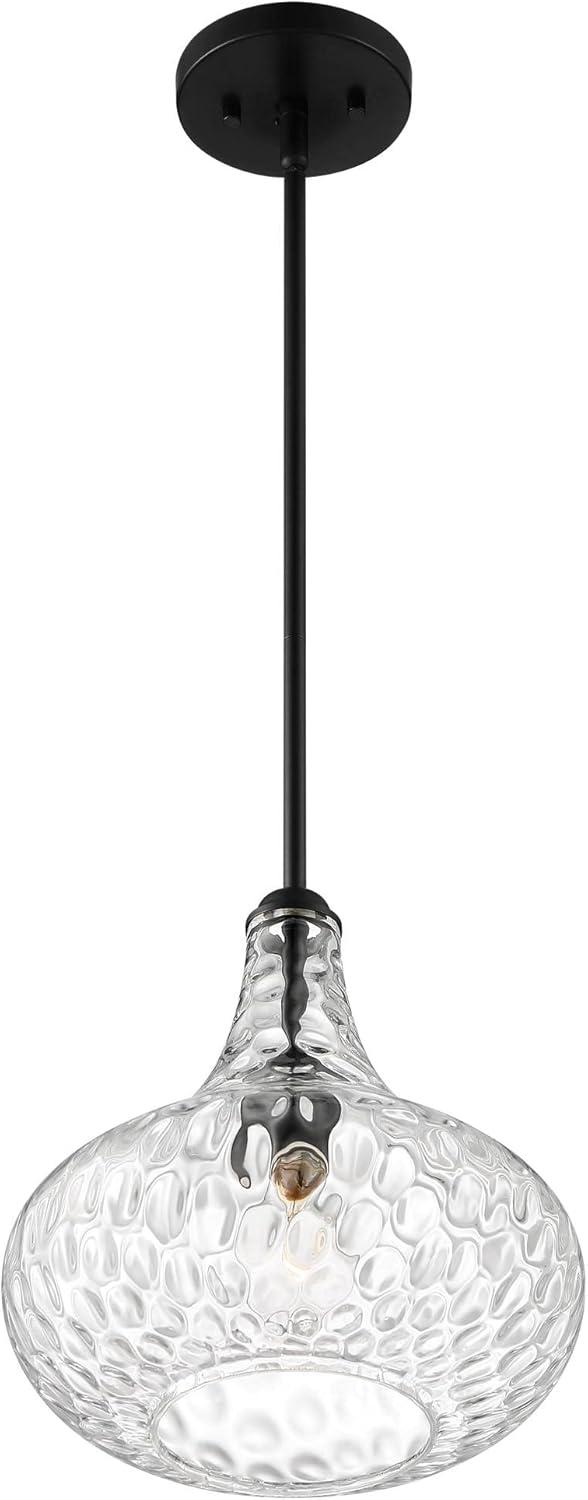 360 Lighting Black Mini Pendant Lighting 11" Wide Modern Clear Glass Shade Fixture for Dining Room House Entryway Bedroom Kitchen