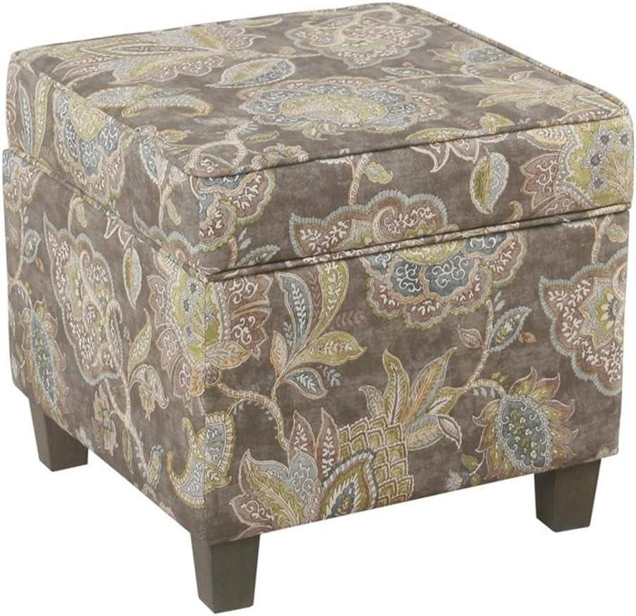 Cole Classics Square Storage Ottoman with Lift Off Top Gray Floral - HomePop