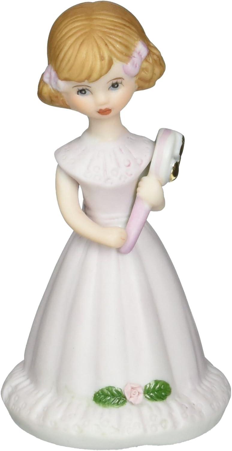 Brunette Girl in Pink Dress Porcelain Figurine