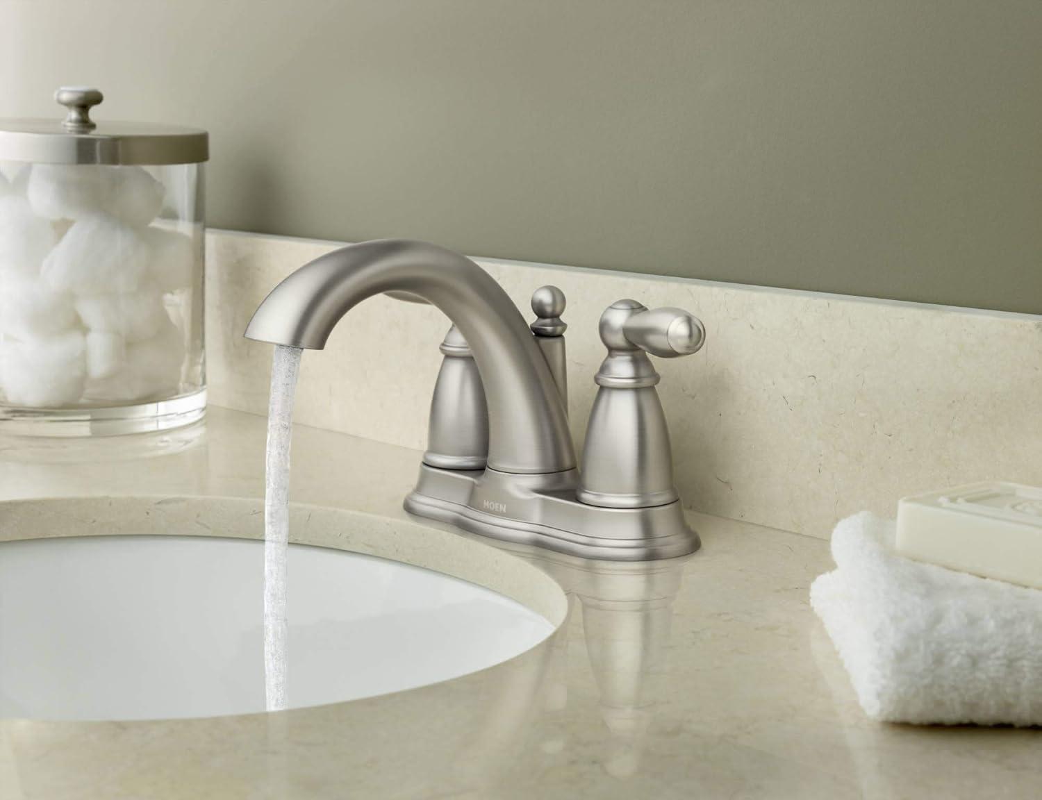 Chrome Two-Handle Centerset Bathroom Faucet with Drain Assembly