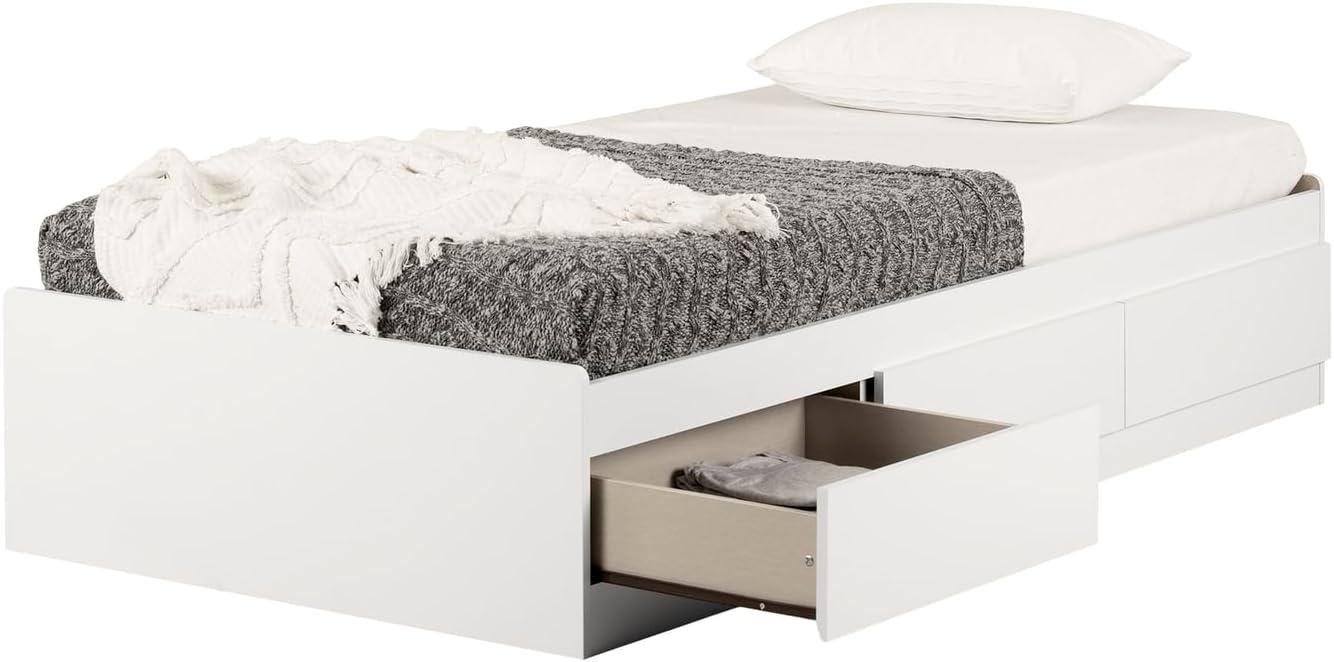 South Shore Vito Twin Mates Bed with 3 Drawers in Pure White