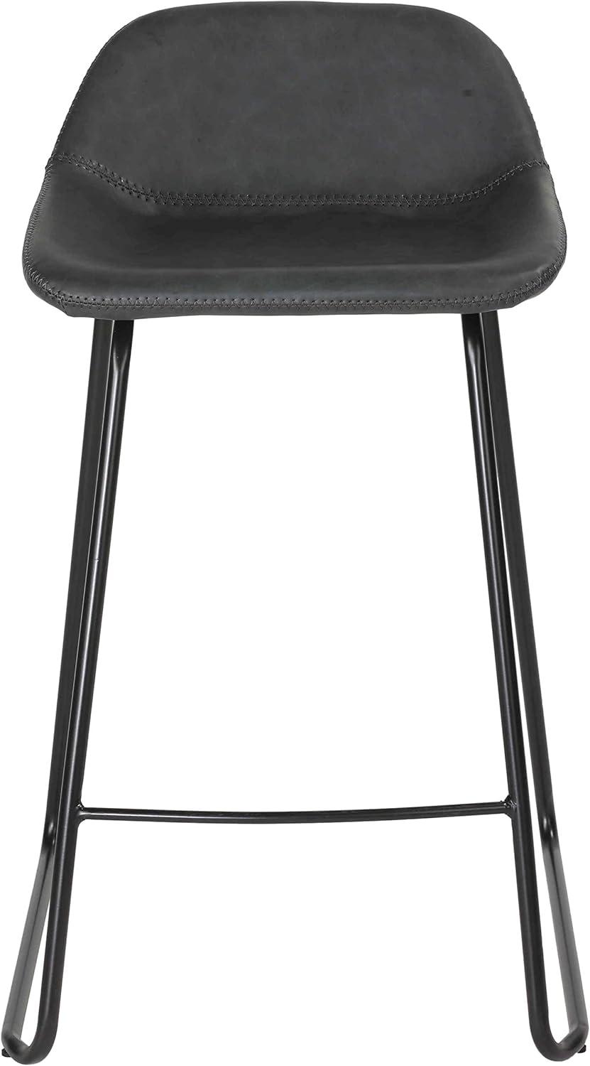 Cortesi Home Ava Counterstools in Charcoal Black Faux Leather (Set of 2)