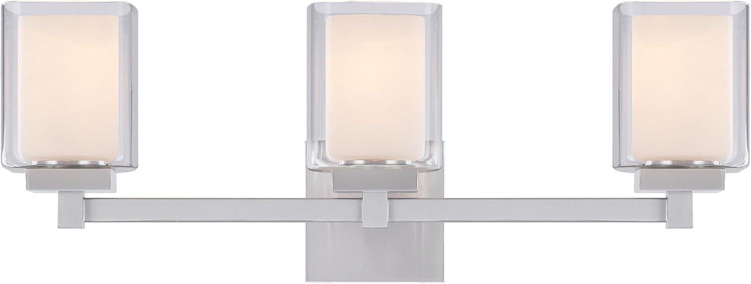 Aspen Creative 62327, Bathroom Vanity 3 Lights Fixture 24"W x 9"H x 5-3/4"E. Satin Nickel Finish, Bulb Not Included