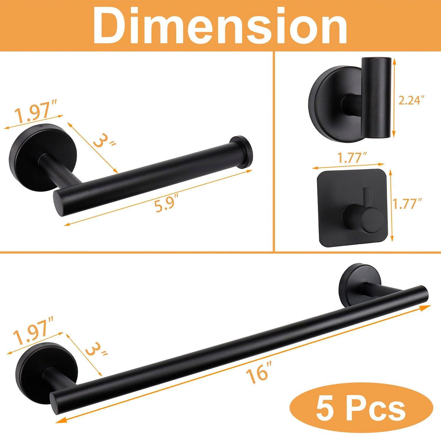 Matte Black Stainless Steel Bathroom Hardware Set