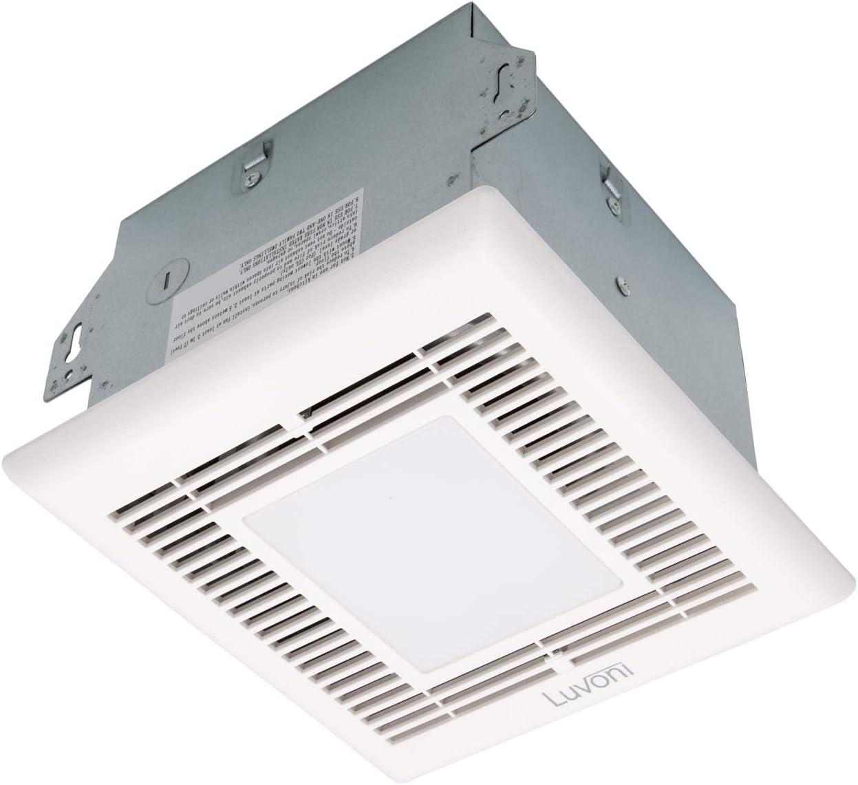 Maxxima 80 CFM Bathroom Exhaust Fan, 1.5 Sones Quiet Operation, Built-in LED Light, Ceiling Mounted