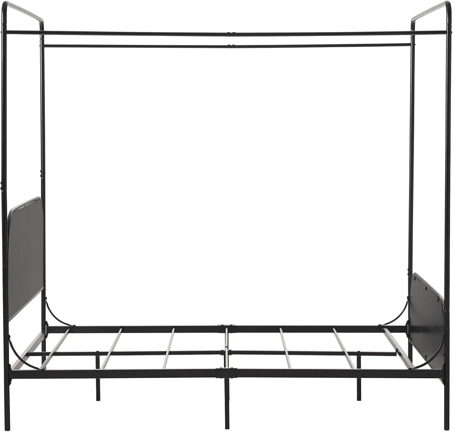 Walker Edison Modern Metal and Wood Canopy Queen Bed Frame, Black