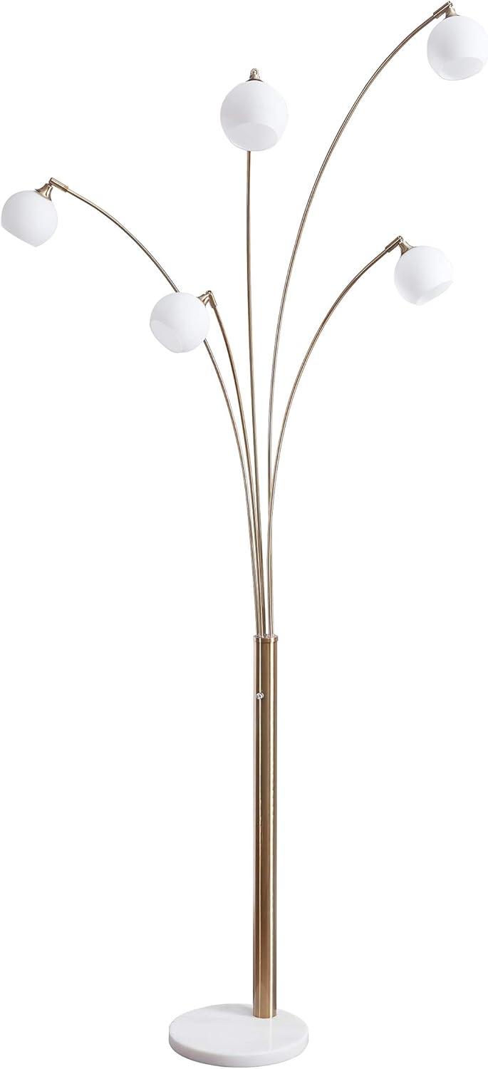 Signature Design by Ashley Taliya Arc Floor Lamp White/Metallic: Contemporary 5-Head, Dimmable, Marble Base