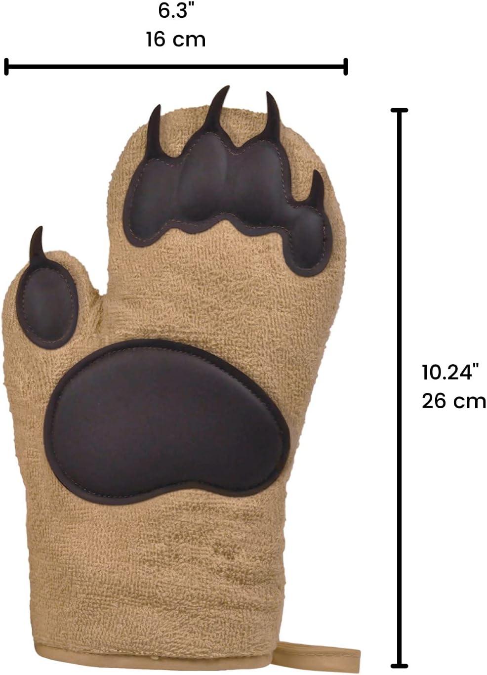 Bear Paw Brown Silicone Oven Mitts Set