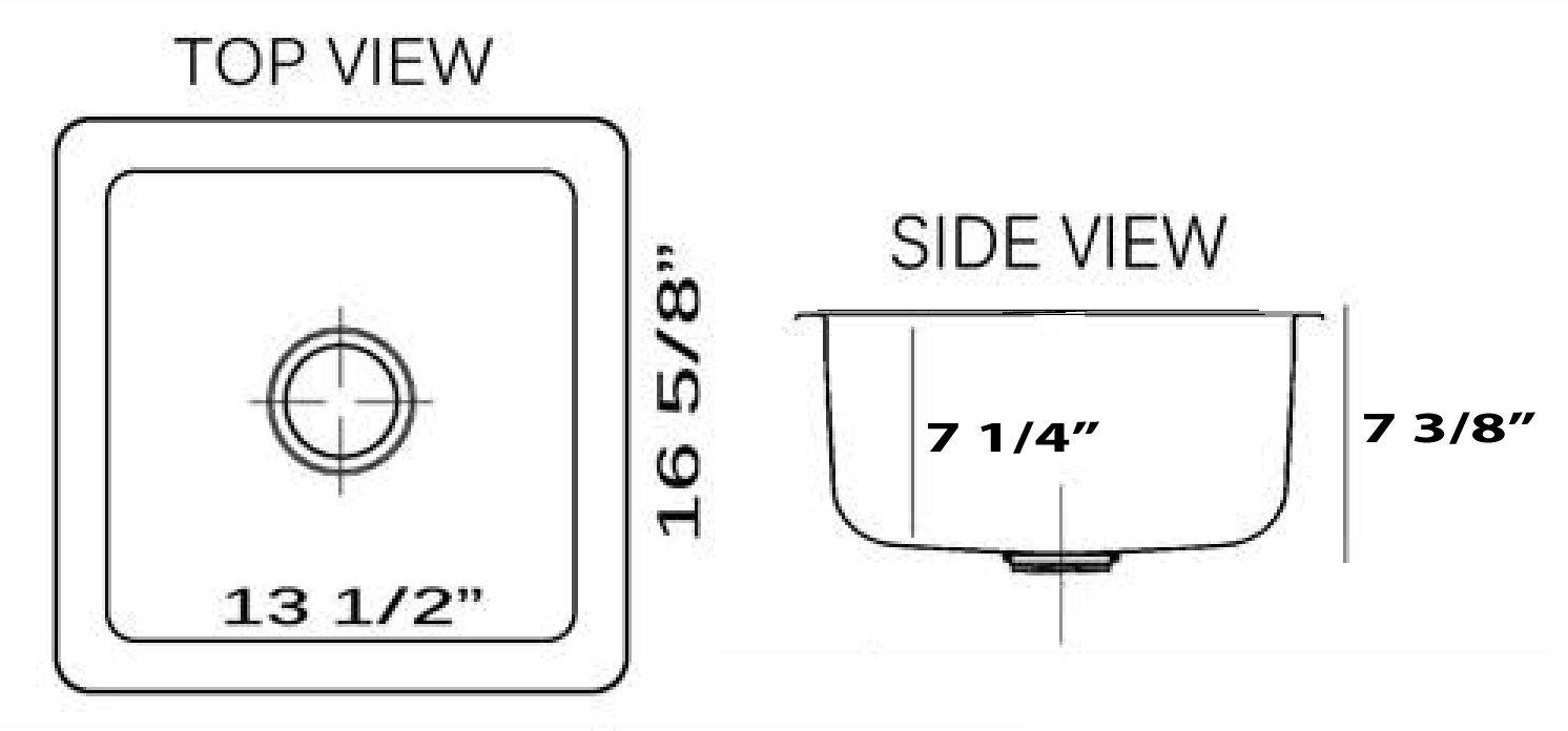 Brightwork 17" x 17" Hand-Hammered Dual Mount Kitchen/Bar Sink