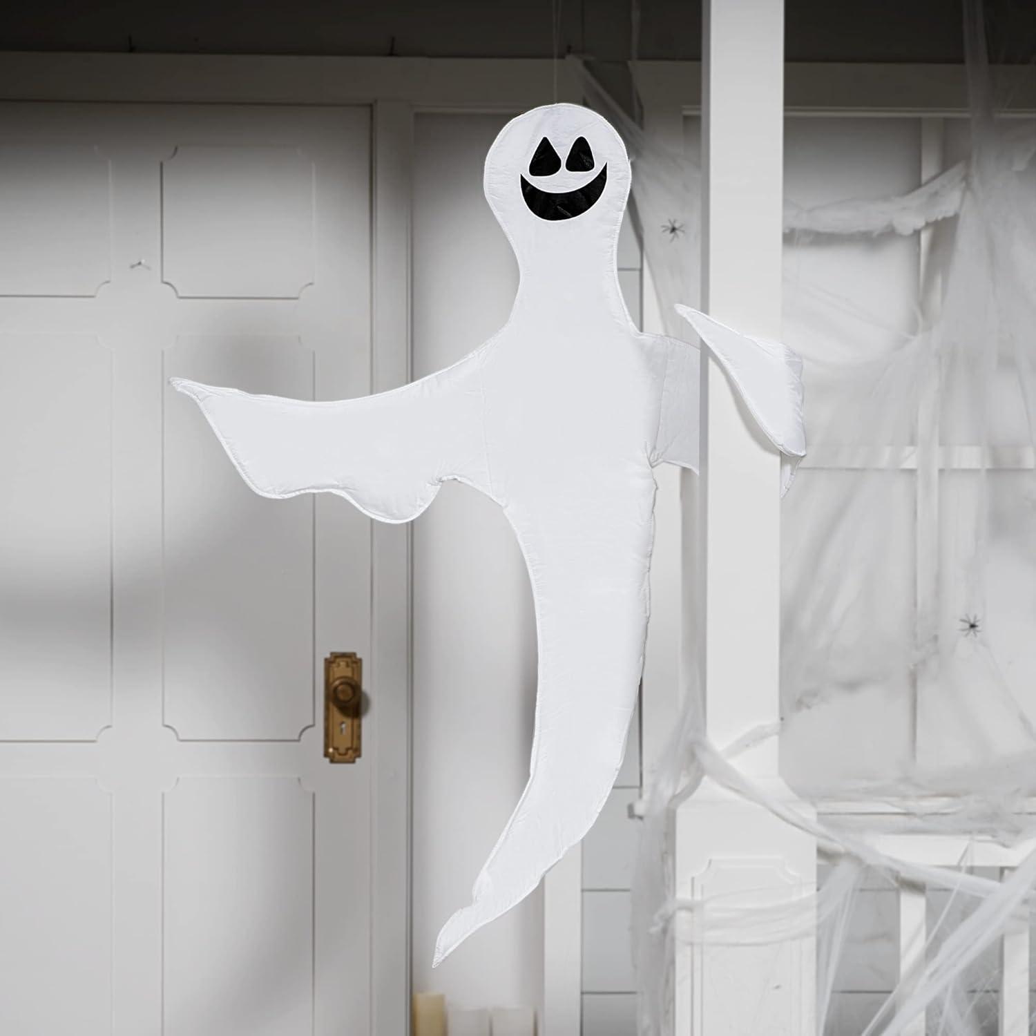 Smiling White Polyester Halloween Tree Wrap Ghost