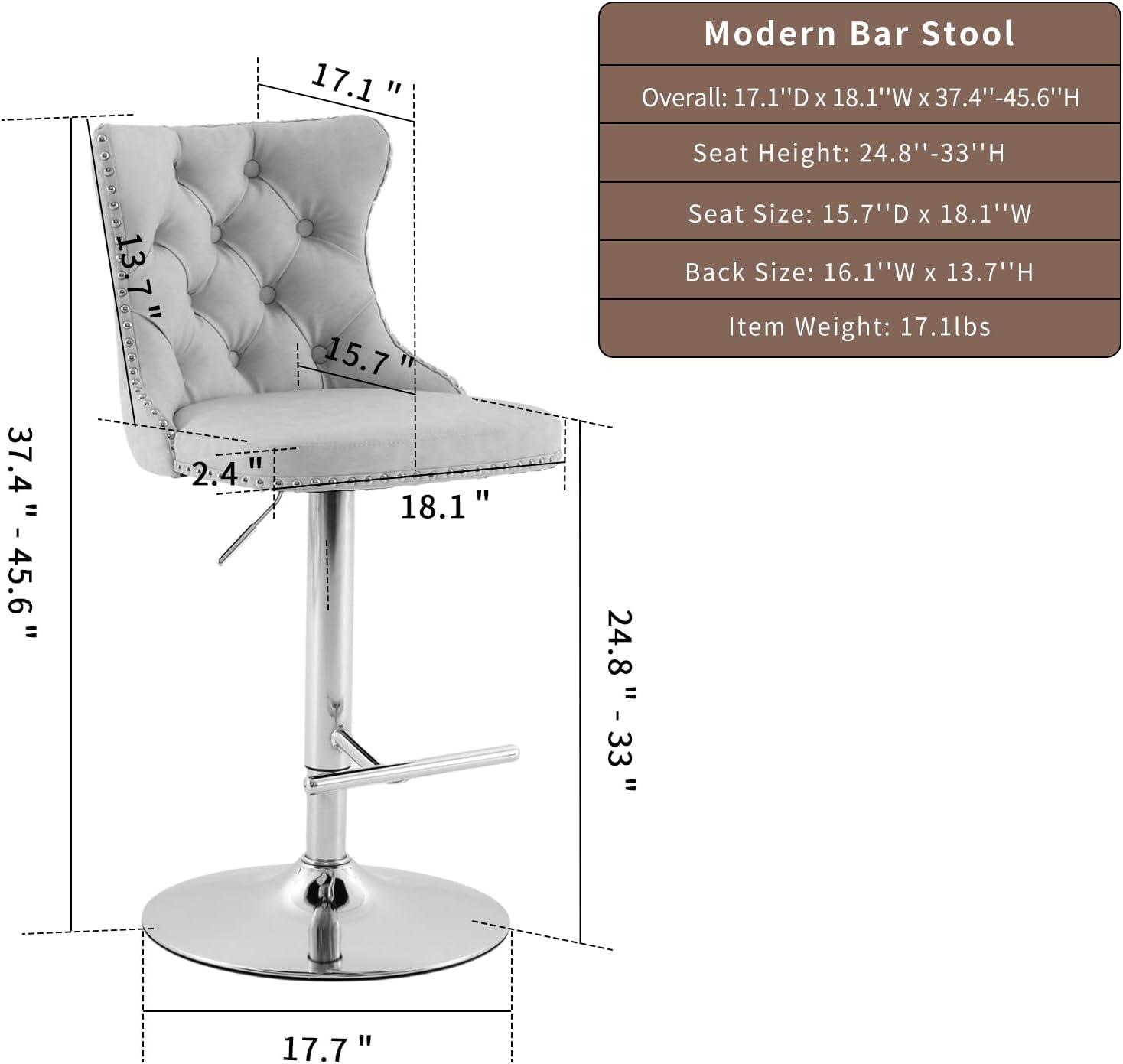 Swivel Counter Height Bar Stools Set of 2, Cream Kitchen Island Barstools, Velvet Adjustable Bar Height Stool Chairs, Tufted Back, Gold Metal Base, Sillas para Barra de Cocina (Beige, Velvet, 2 Pcs)