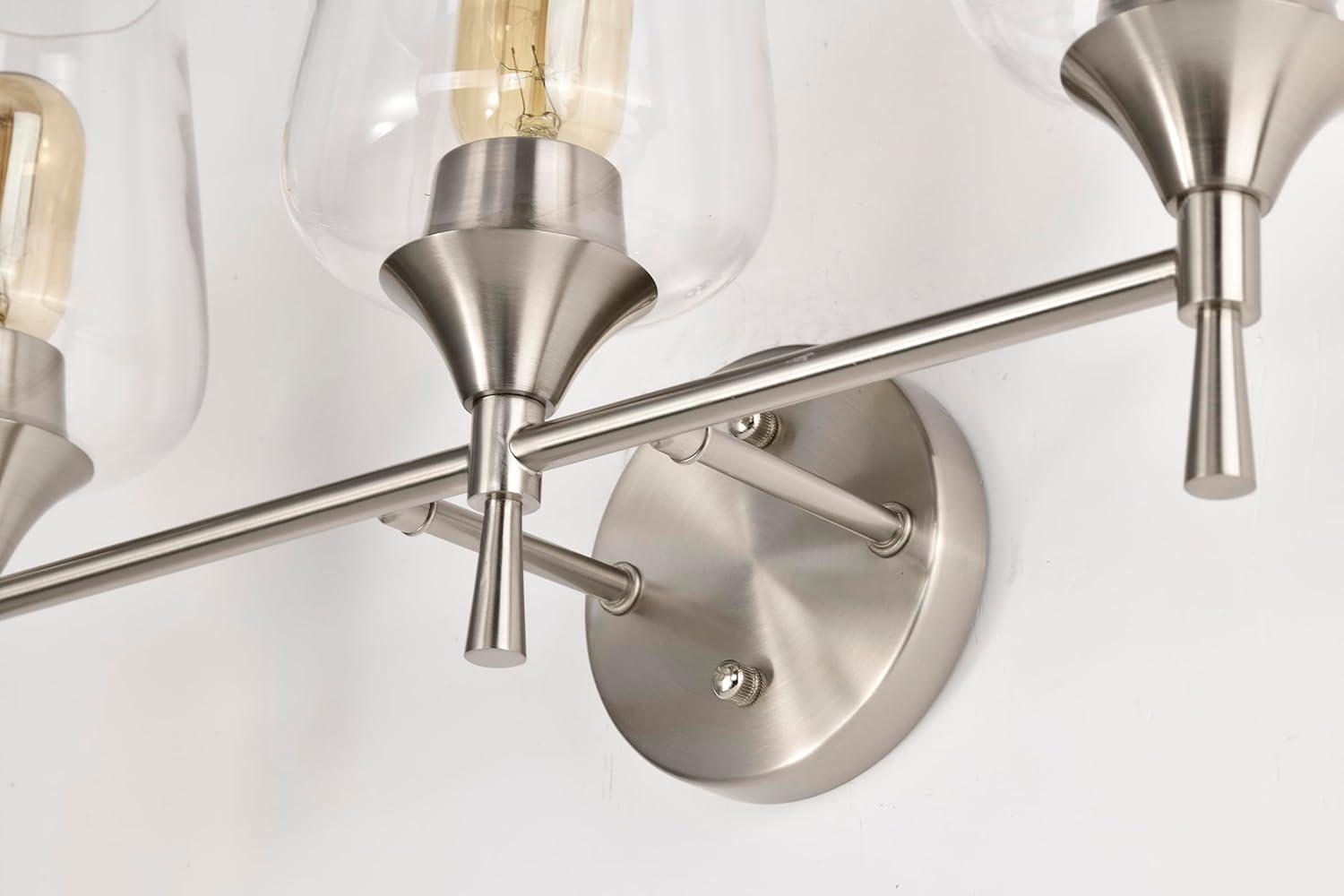Edvivi 3-Light Vanity Lights, Modern Brushed Nickel with Clear Glass Shade Bathroom Light Fixtures, Wall Light for Mirrors, Bedroom, Living Room, Hallway