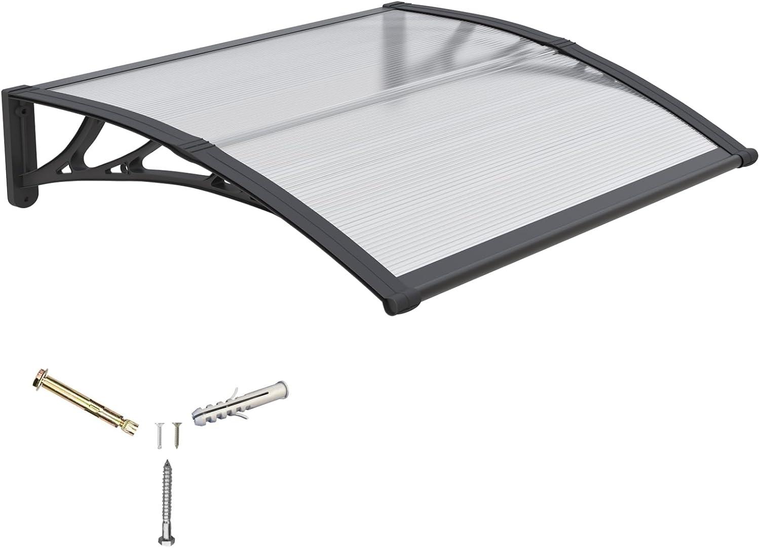 VEVOR Window Door Awning Canopy 40" x 40", UPF 50+ Polycarbonate Entry Door Outdoor Window Awning Exterior, Front Door Overhang Awning