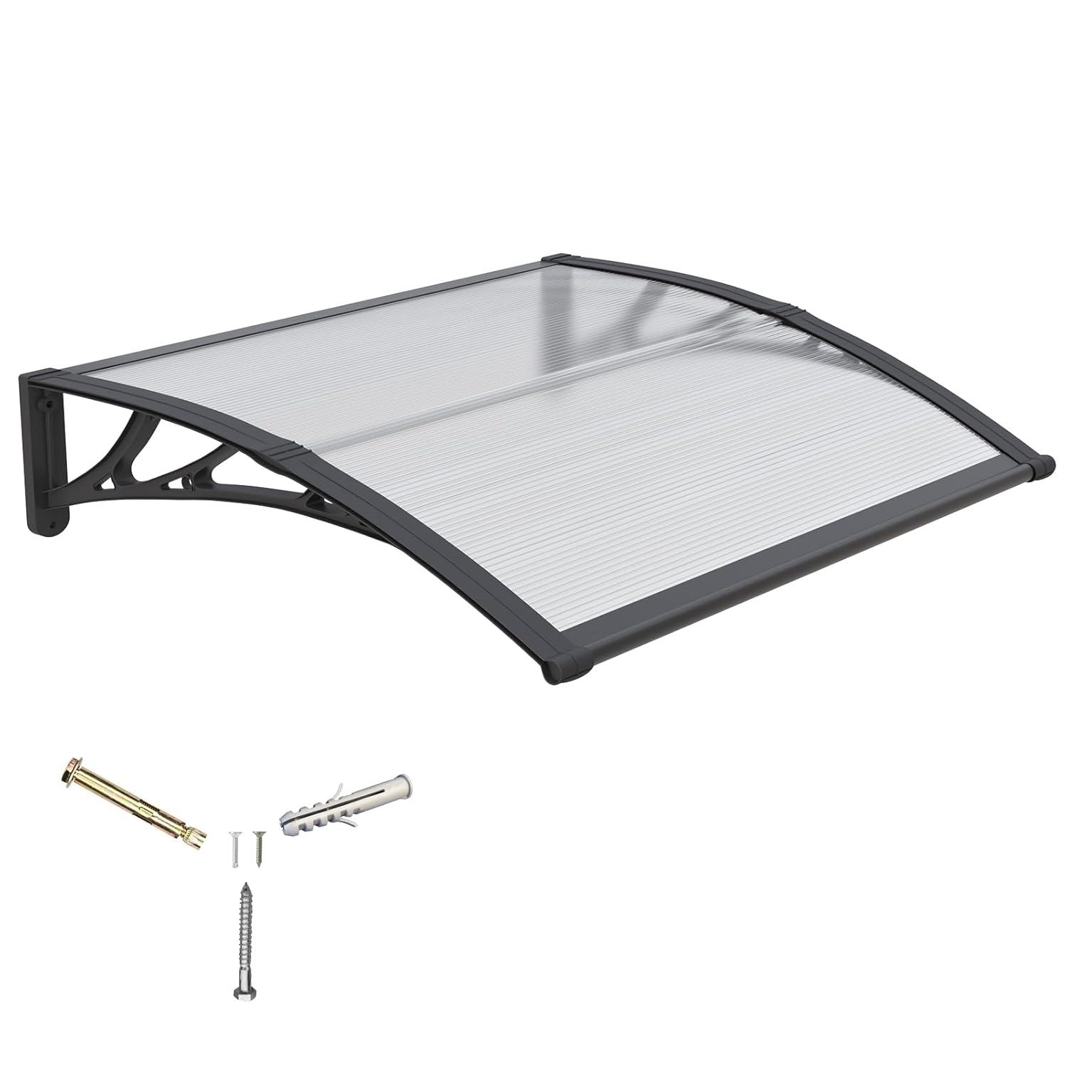 VEVOR Window Door Awning Canopy 40" x 40", UPF 50+ Polycarbonate Entry Door Outdoor Window Awning Exterior, Front Door Overhang Awning