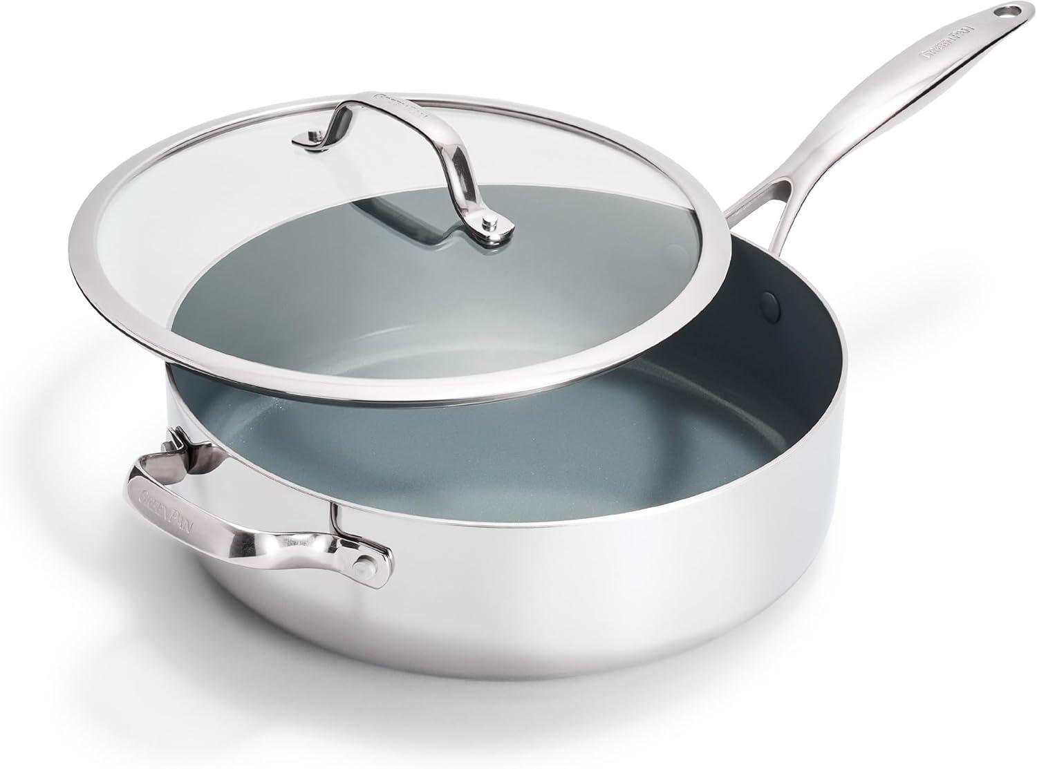 Valencia Pro 5-Quart Stainless Steel Nonstick Saute Pan with Lid