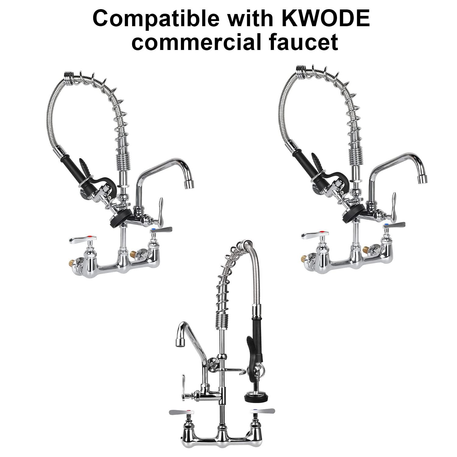 KWODE Pre-rinse Spray Valve Head for All Commercial Kitchen Sink Faucet, High Pressure Dish Sprayer Nozzle with Hand Grip Assembly Replacement Kit for Restaurant Industrial Faucets Black