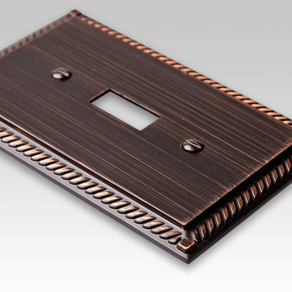 Amerelle 54RRVB Georgian Tumbled Wallplate, 2 Rocker, Cast Metal, Aged Bronze, 1-Pack