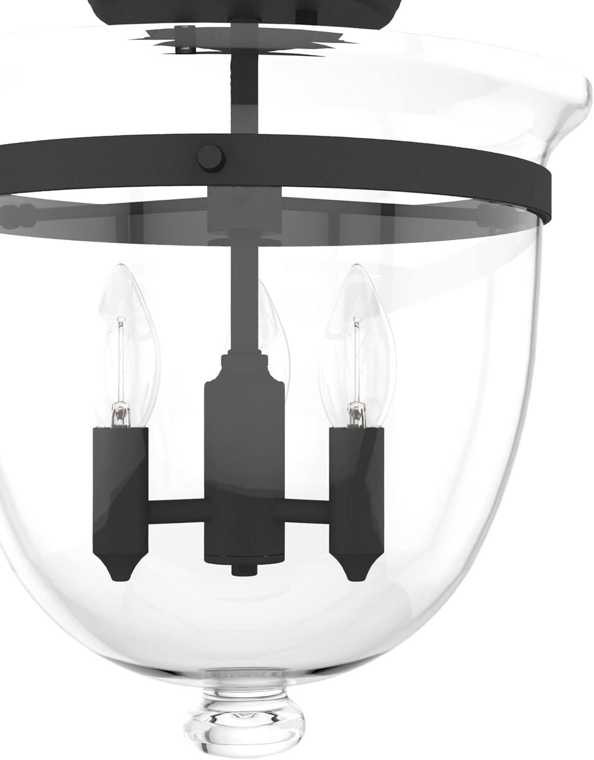 Belltown Natural Iron and Glass 3-Light LED Flush Mount