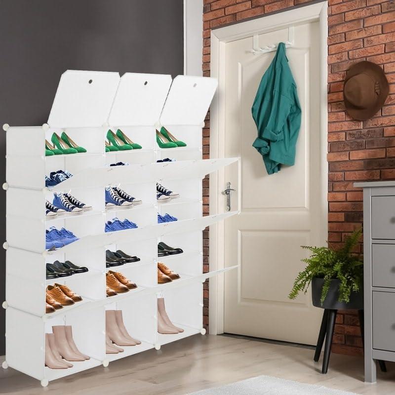 Portable Shoe Rack Organizer 66-72 Pair Tower Shelf Storage Cabinet 72 Pairs Black