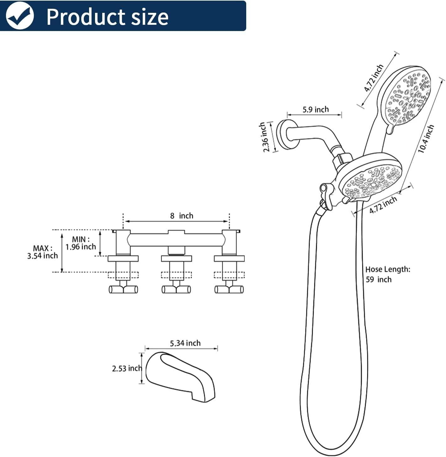 Brushed Nickel Triple Handle Rain Shower Faucet Set with Handheld