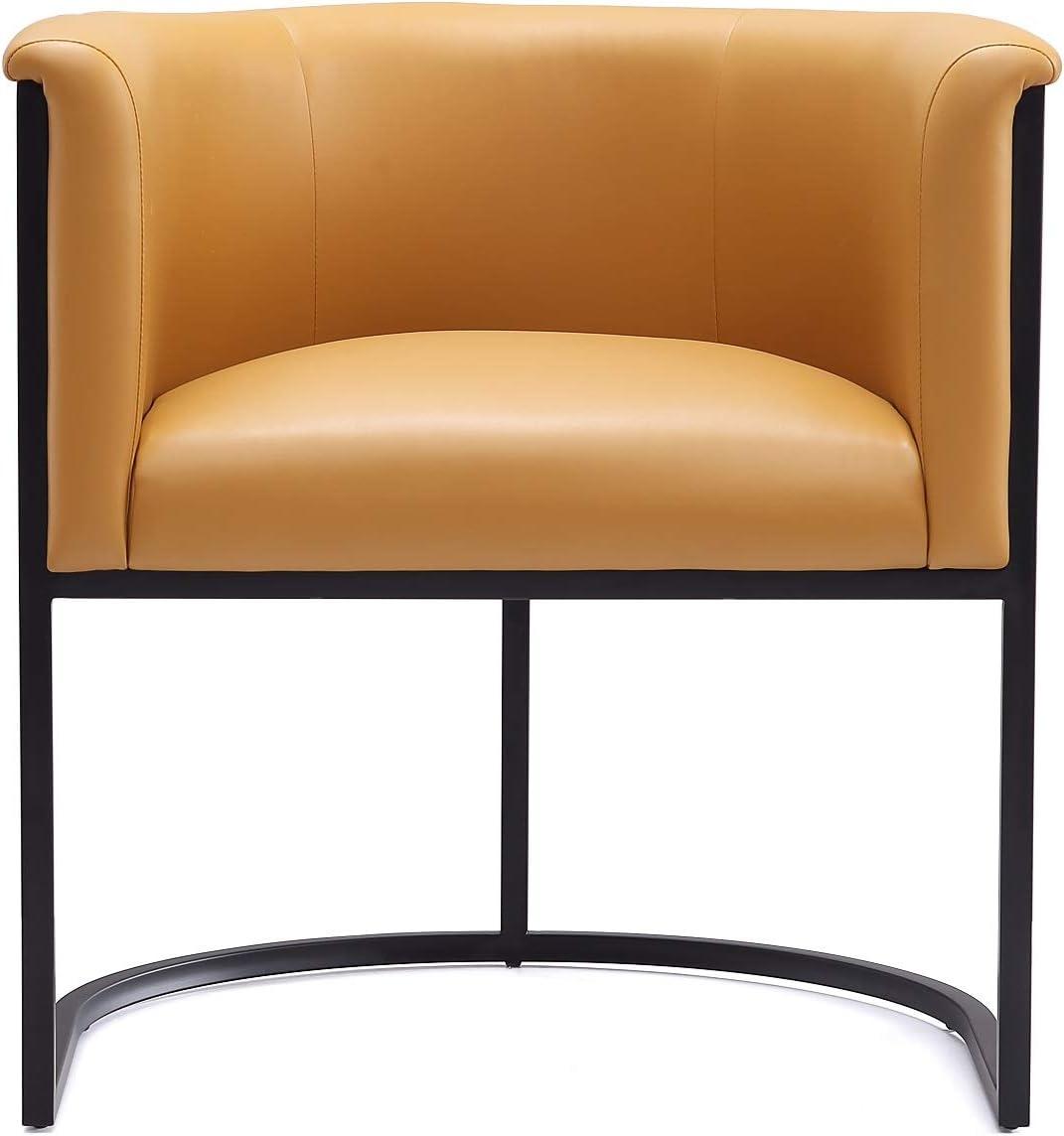 Manhattan Comfort Set of 2 Cosmopolitan Faux Leather Dining Chairs Saddle: Upholstered, Metal Frame, Armrests