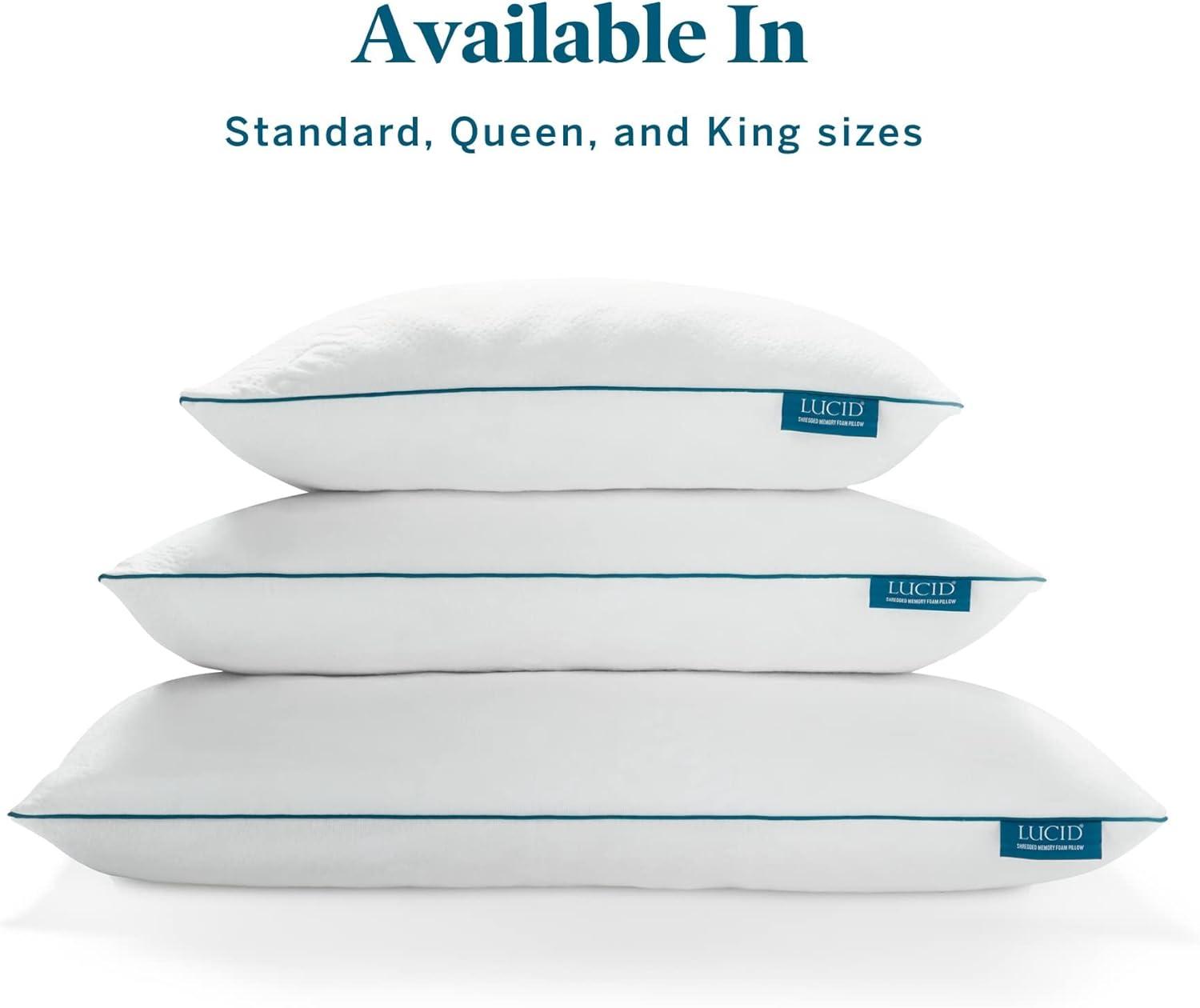 Queen White Hypoallergenic Shredded Memory Foam Pillow 2-Pack