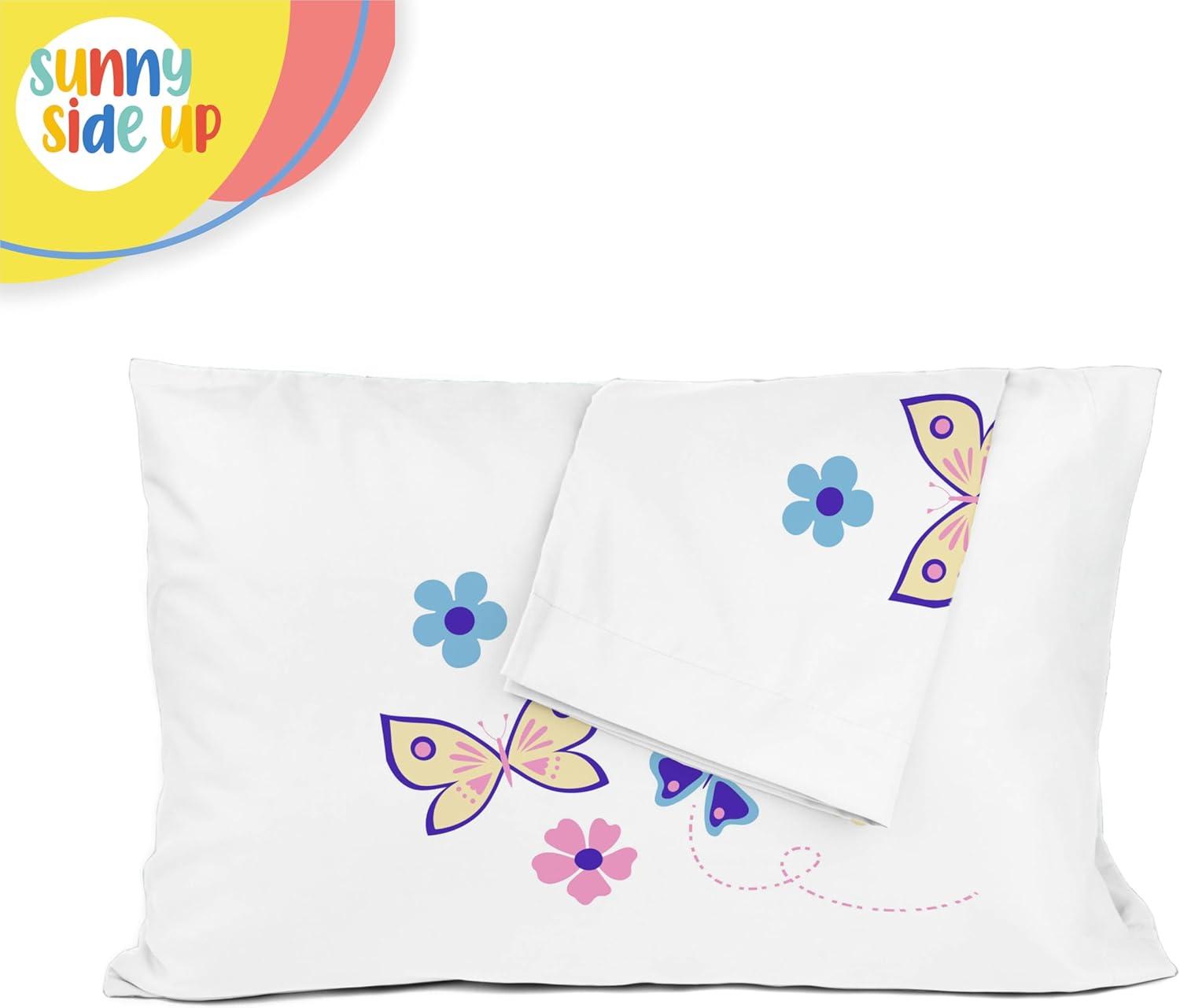 Kids Reversible Butterfly Floral Microfiber Pillowcases, Standard/Queen