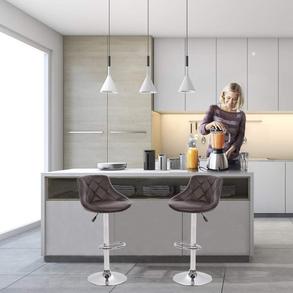 MarketLane Bar Stools Set of 2,Modern PU Leather,Armless with Backrest Swivel Bar Stools,Height Adjustable Swivel Barstool Hydraulic Island Bar Stools Armless Kitchen Counter Bar Chairs,Black