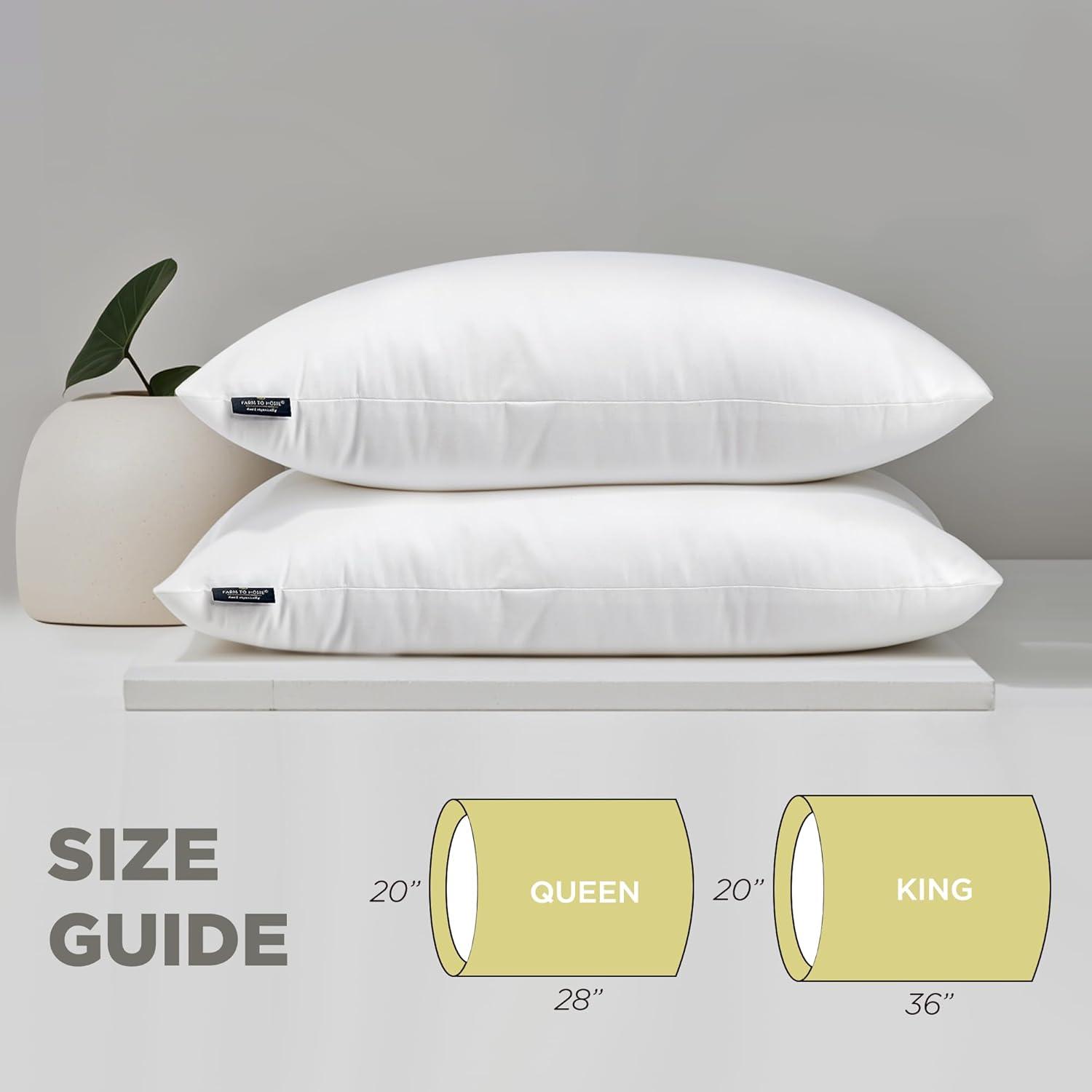Farm To Home  Organic Blended Cotton Down Alternative Pillow - 2 Pack - White King - Set of 2