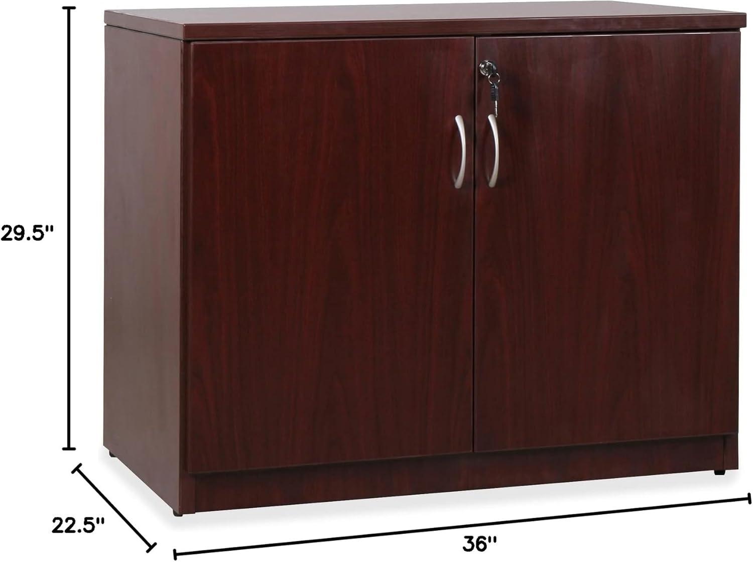 Lorell Essentials Series Mahogany 2-Door Storage Cabinet 36" x 22.5" x 29.5" - 2 x Doors - Mahogany