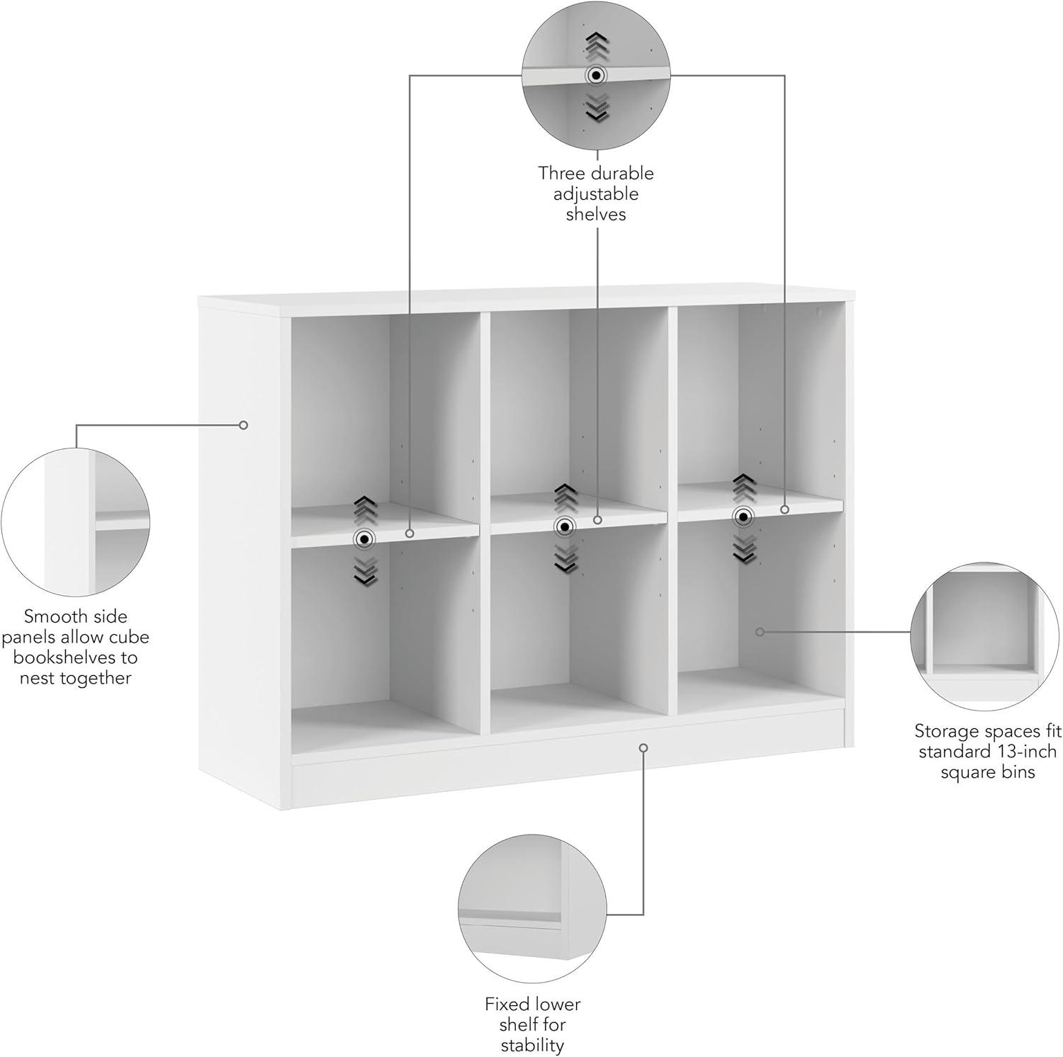 Universal 6 Cube Organizer Storage Shelf in White - Engineered Wood
