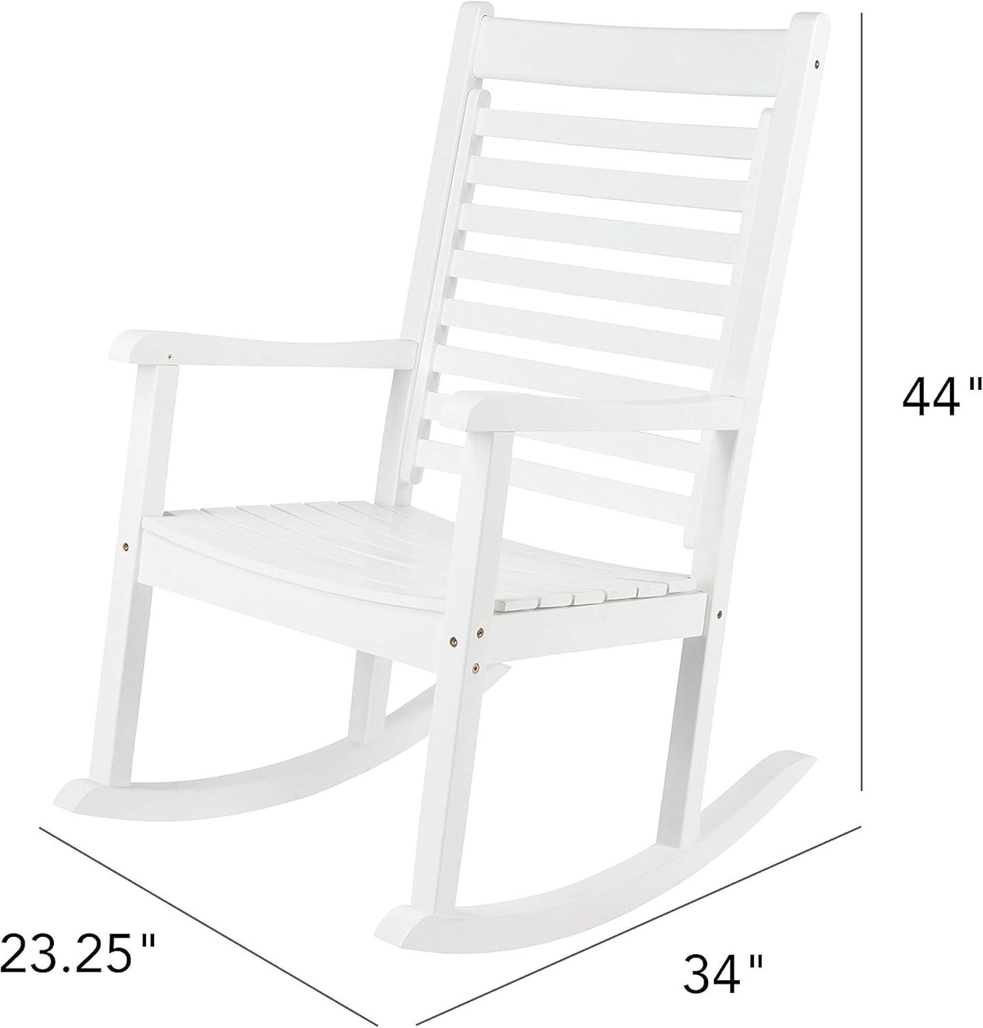 Shine Company Modern Wood Rocking Chairs, Ergonomic Wide Seat Porch Rockers, 2-Pack, White