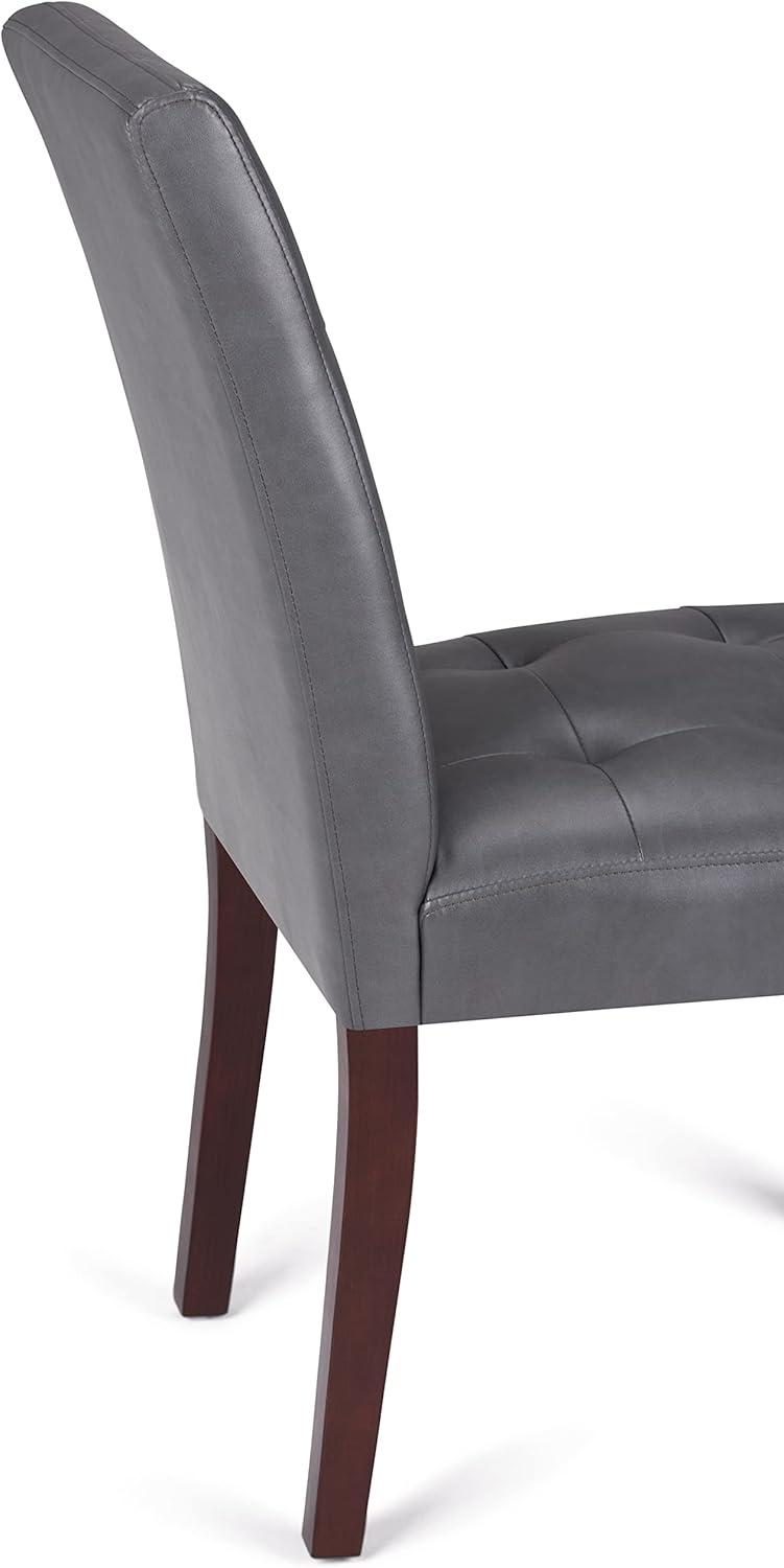 Stone Grey Faux Leather Upholstered Parsons Side Chair Set