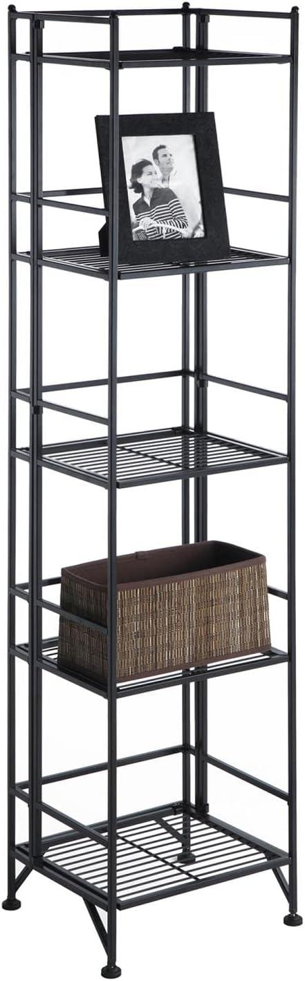 Black Adjustable 5-Tier Folding Metal Shelf