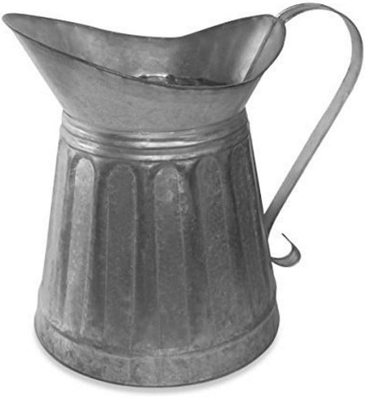 Colonial Tin Works 530042 CTW Metal Milk Pitcher Rustic Farmhouse Decor, Steel, 12-inch Height, one size, Galvanized Silver