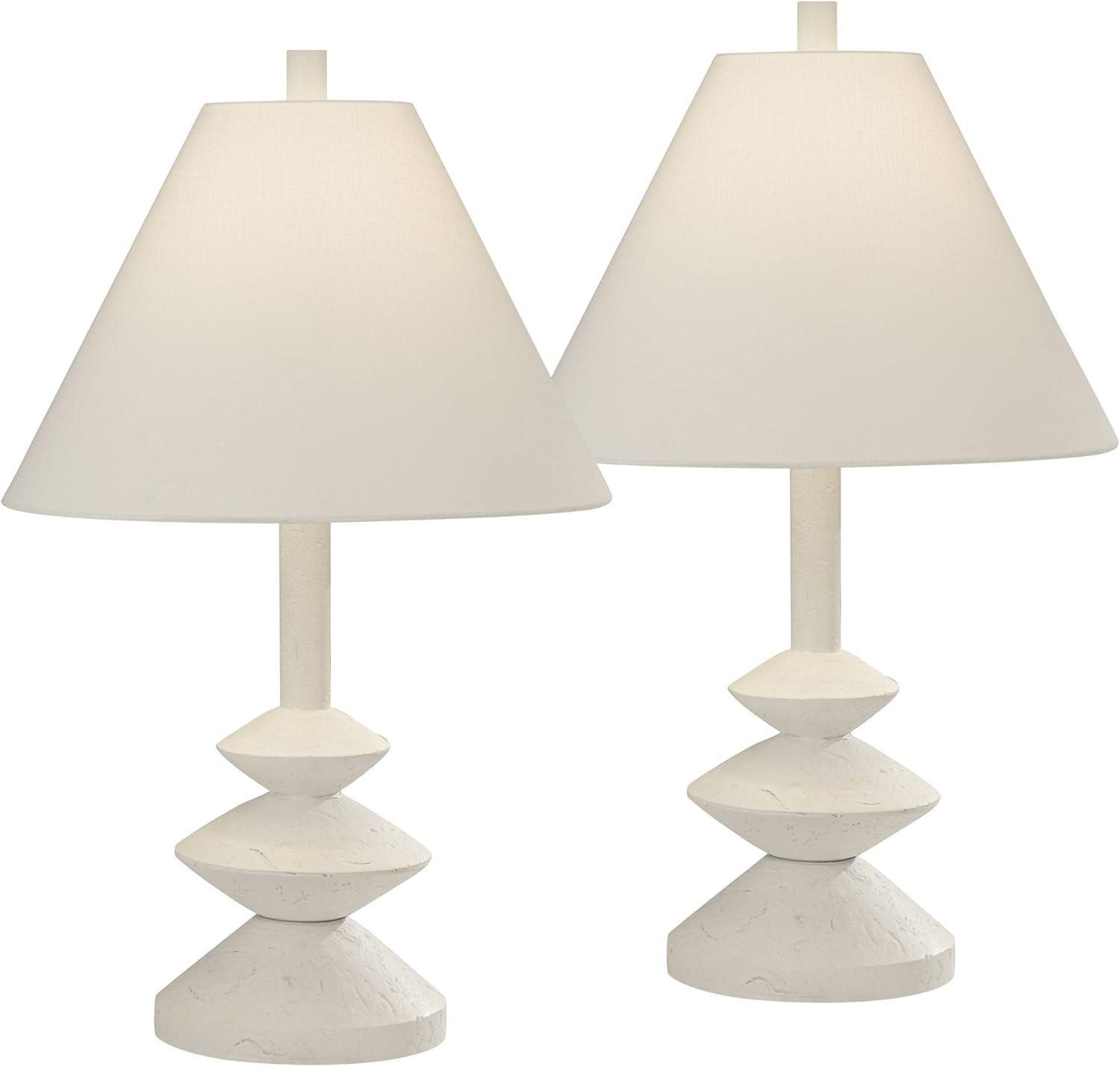 360 Lighting Ashely 24 1/2" High Mid Century Modern Accent Table Lamps Set of 2 White Finish Living Room Bedroom Bedside Nightstand House Office