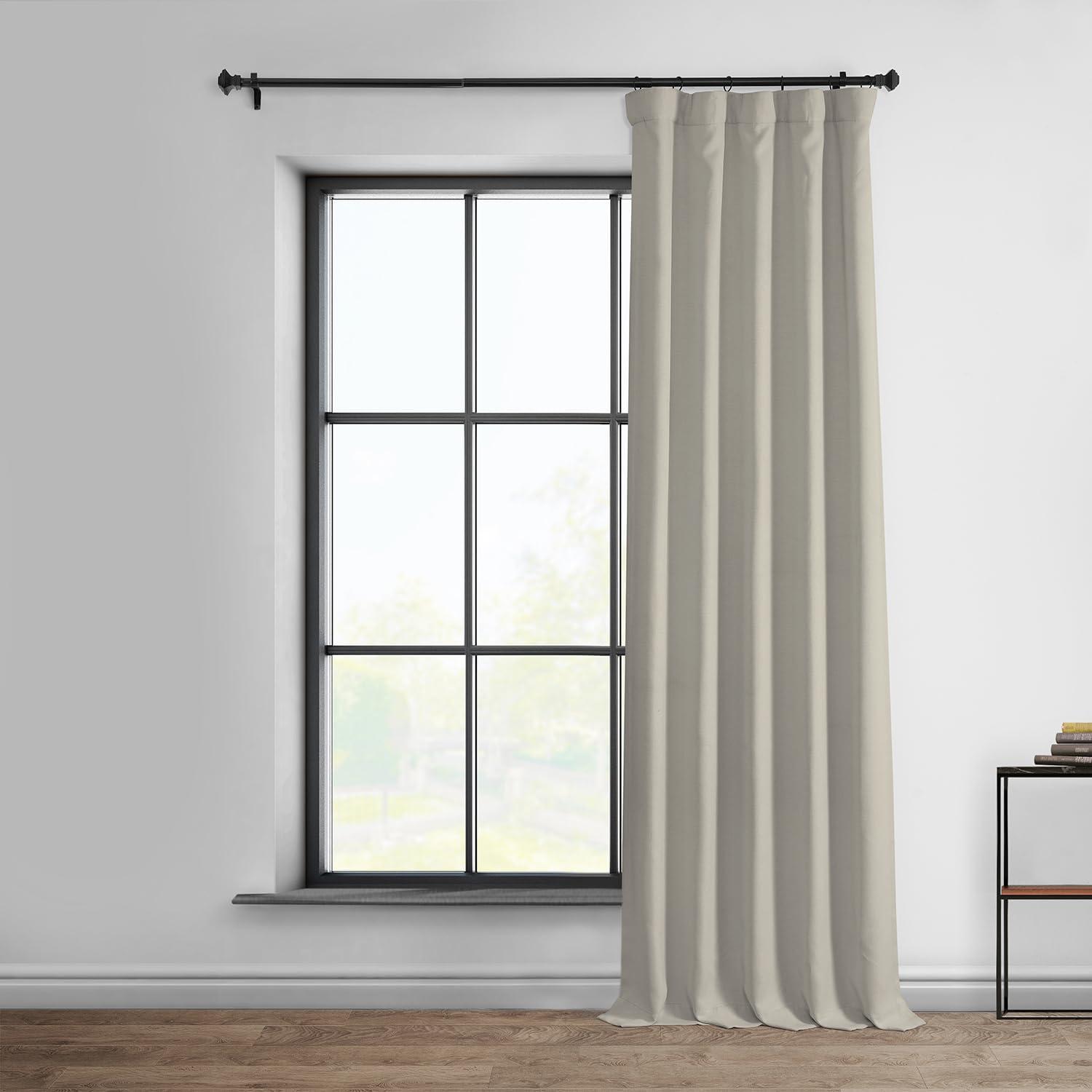 Birch Faux Linen Textured Room Darkening Curtains 108 Inches Long