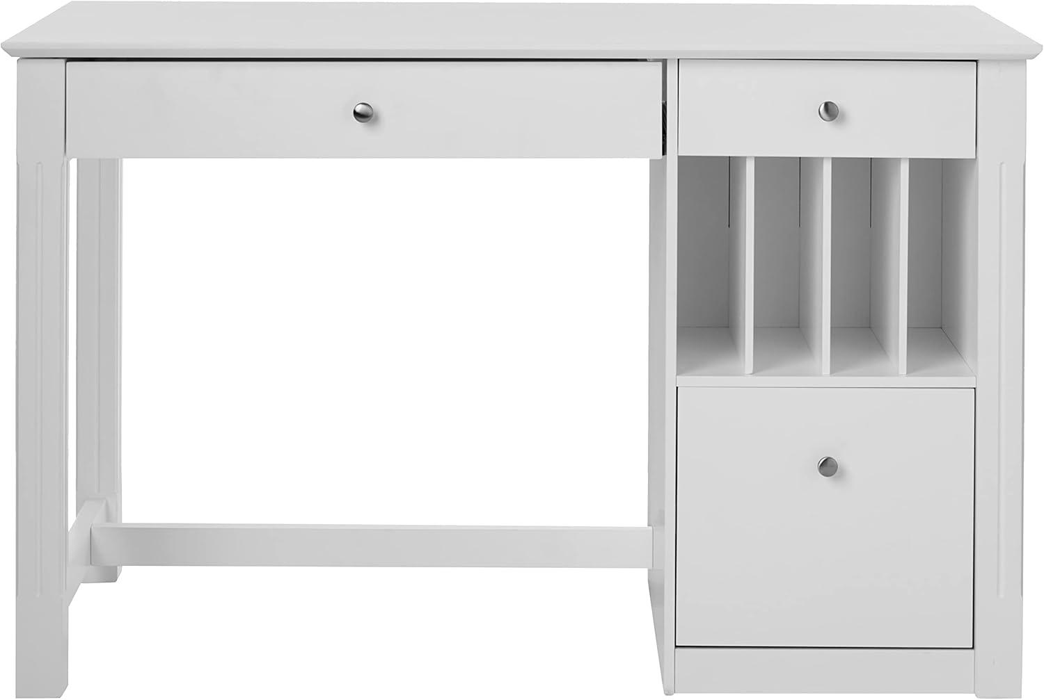 Walker Edison Modern Wood Computer Desk with Keyboard Tray and Drawers, White