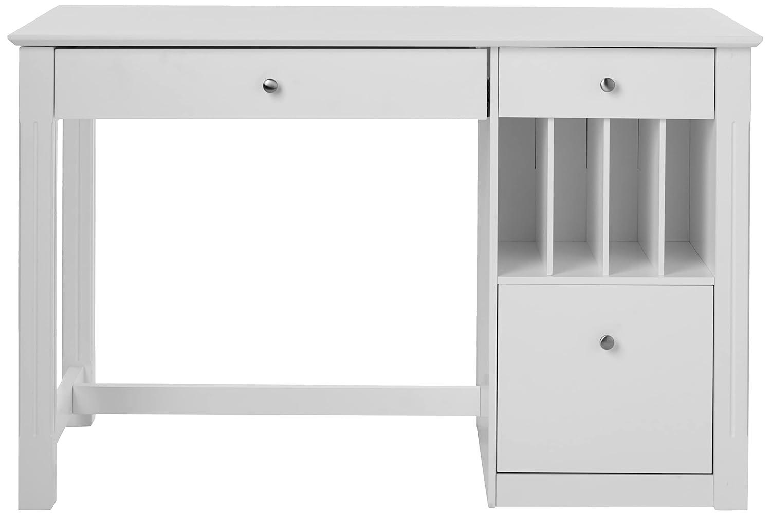 Walker Edison Modern Wood Computer Desk with Keyboard Tray and Drawers, White